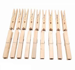 Grote 18-delige houten wasknijpers voor kleding en ambachten - 9,5 cm lange veerclips — thumbnail 1