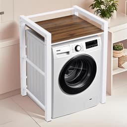 Wasmachinekast met droger 3-in-1 hoogte verstelbaar 300 kg opbergrek wit — thumbnail 4