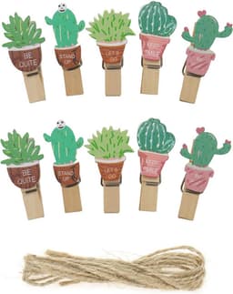 Mini Houten Wasknijpers - Cactus Foto en Creatieve Clips - 80 Stuks — thumbnail 5