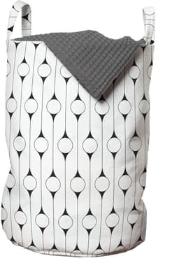 ABAKUHAUS geometrische waszak, minimalistisch monochroom, wasmand met handvatten, trekkoordsluiting voor wasserettes, wit en donkergrijs — thumbnail 4