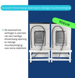 Wasophoogte® Wasmachine verhoger met lade en plateau - Dubbele wasmachine opbouwmeubel - Wasmachine sokkel - 42cm hoog - Wit - Universeel - 65*60,5 (LxB) - Inclusief wandbeugels — thumbnail 4