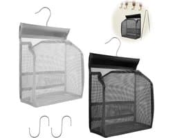 Wasnijper Zak Set (2 Stuks) met Ophanghaken - Herbruikbare Klemmenhouder voor Wasmachines en Reizen