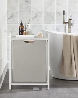 Hoppa! - Wasmand - 1 vak, 1 afneembare zak van Oxford-stof, plank, metalen frame, 65 l, wit — thumbnail 4