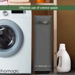 Dunne wasmand op wielen - opvouwbare wasmand - rechthoekige organizer - 40 l donkergrijs — thumbnail 3