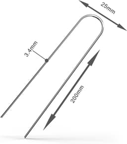 Intirilife 100 x grondanker 200 x 25 x 3,4 mm gemaakt van gegalvaniseerd roestvrij staal - onkruidvlies bevestiging grondnagel weerhaak — thumbnail 2