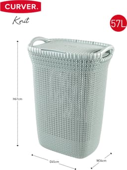 Curver Knit Wasmand met deksel 57L + Wasmand 40L - Blauw/Grijs — thumbnail 2