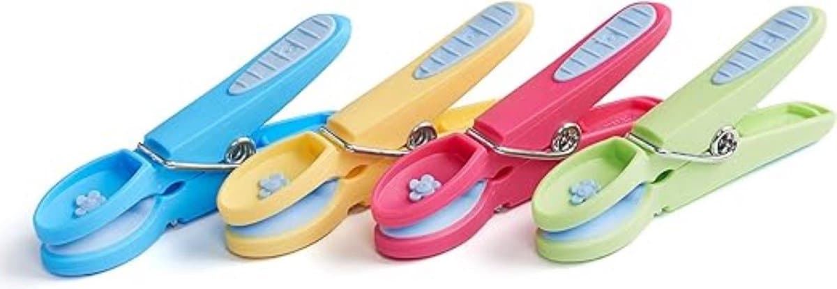 wasknijpers plastic-Knijper bloem-48 stuks blauw-geel-groen-roze-van wasknijpers — afbeelding 1