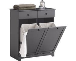 Linnenkast met 2 waszakken - Wasverzamelaar - Wasmand - MDF-constructie - Verwijderbare zakken - Flexibele opslag - 78 cm x 91 cm x 38 cm — afbeelding 1