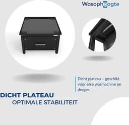 Wasophoogte® Wasmachine verhoger met lade - Wasmachine opbouwmeubel - Wasmachine sokkel - 42cm hoog - Zwart - Universeel - Inclusief Lekbak — thumbnail 4