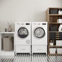 Wasophoogte® Wasmachine verhoger met lade - Wasmachine opbouwmeubel - Wasmachine sokkel - 42cm hoog - Wit - Universeel - Dubbel - Inclusief Lekbak — thumbnail 5