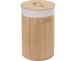 Wasmand MCW-C21, Wasbox Wasbox Wasbox, bamboe rond 59x35cm 50l ~ natuurlijke kleur — afbeelding 1