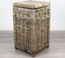 Migo Styling - Kleine Wasmand - Smal - Vierkant - Met deksel - 30-30-55 - Riet - Rotan — thumbnail 1