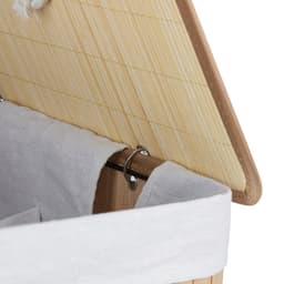 2x wasmand bamboe - 2 vakken - wassorteerder - 95 liter - opvouwbaar - deksel — thumbnail 3