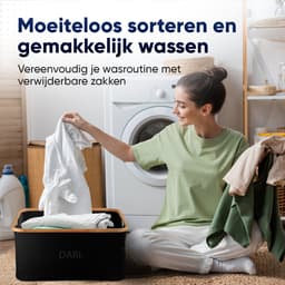 DARI. Opvouwbare Wasmand 45L – Heupwasmand – Wasmanden – Opbergmand – Wasbox – Bamboe – Zwart — thumbnail 4