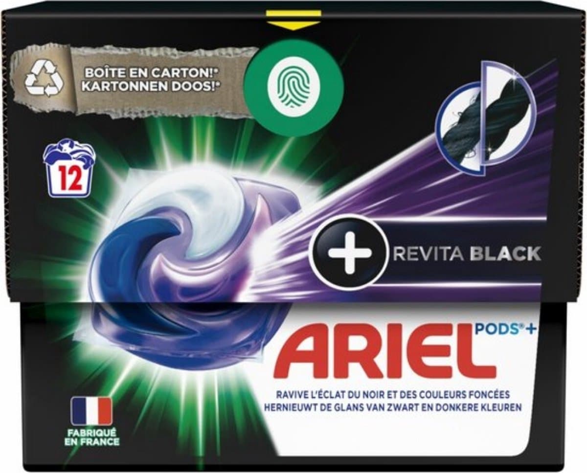 Ariel Revita Black - Wasmiddelcapsules - Pods + - Donkere Was - 12 Wasbeurten — afbeelding 1