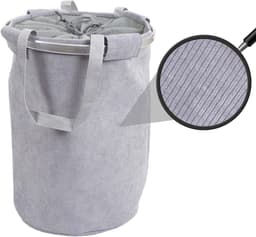 Wasmand MCW-C34, Wasmand Waszak Wasmand met trekkoord, handvat 55x39cm 65l ~ koord grijs — thumbnail 5