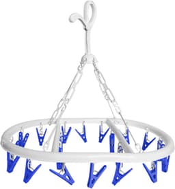 CM Wasgoed droogcarrousel/droogmolen - 2x - 20 clips/knijpers - wit/blauw - kunststof - 29 x 42 cm — thumbnail 3