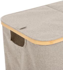 5Five Wasmand dubbel compartiment - polyester - met deksel - beige - 53 x 33 x 54 cm - 80 liter - Tidy Box - Opvouwbaar — thumbnail 3