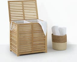 5Five Sicela Dubbele Wasmand 100L - Bamboe - 58 x 40 x 60 CM — thumbnail 1