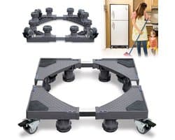 Froadp Onderstel, sokkel met 4 wielen, verstelbare wasmachinesokkel voor koelkast, droger, vriezer, 300 kg (breedte 44-75 cm, hoogte 11-13 cm), grijs
