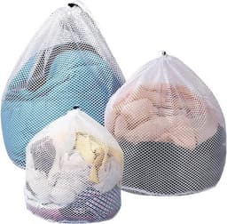 3 Stuks Herbruikbare Waszakken - Groot Mesh Wasnet met Koordstopper - Jassen Shirts Lakens en Dekbedovertrekken . — thumbnail 1