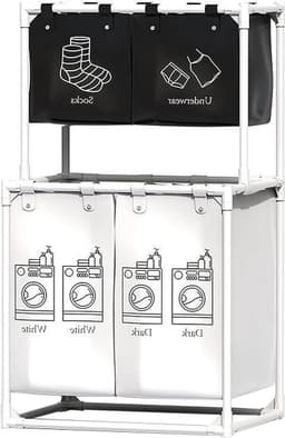 Wasmand 4 vakken - Dubbellaags wassorteerder - 210 l — thumbnail 4