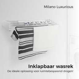 Milano Luxurious Wandwasrek – Inklapbaar wasrek – Droogrek - Wandmontage – 100 cm - Metaal – Wit/Zilver — thumbnail 5