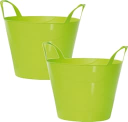 Prosperplast Flexibele Emmer - 2x - 45 liter - groen - wasmand - kuip - flexibel - met handvaten — thumbnail 1