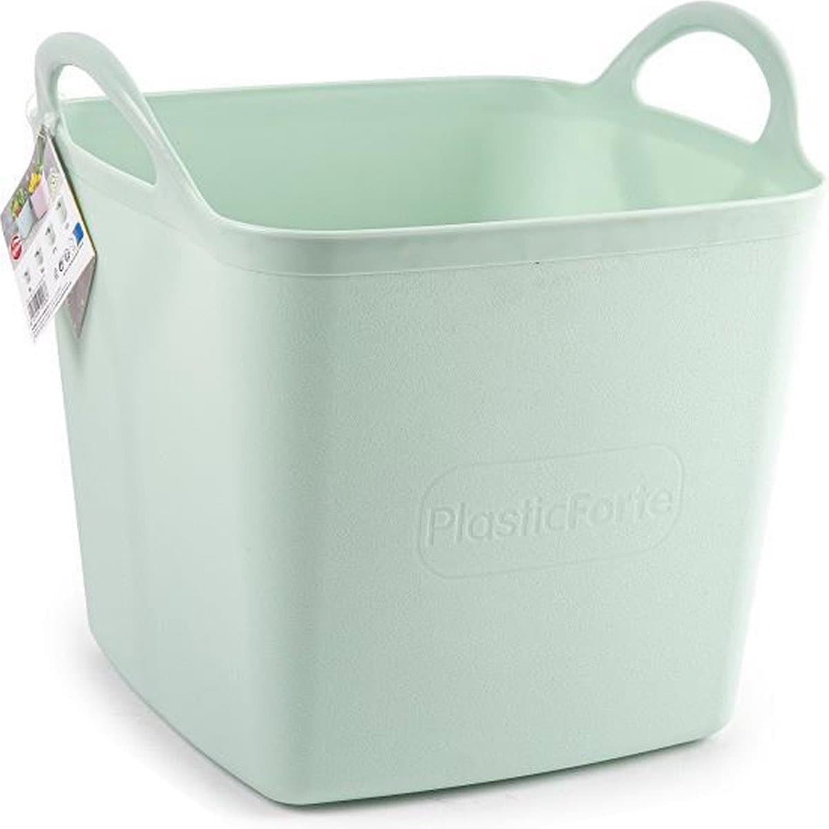 Plasticforte Kuip/emmer/wasmand - flexibel - lichtgroen - 43 liter - vierkant - kunststof - 40 x 40 x 44 cm — afbeelding 1