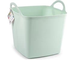 Plasticforte Kuip/emmer/wasmand - flexibel - lichtgroen - 43 liter - vierkant - kunststof - 40 x 40 x 44 cm — afbeelding 1