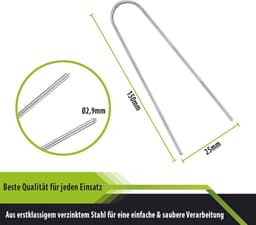 Anti-ROST grondanker met ronde kop voor onkruidvlies - gegalvaniseerd staal - tuinvlies - schutting & net - camping - 100 stuks 150x25x29 mm — thumbnail 2