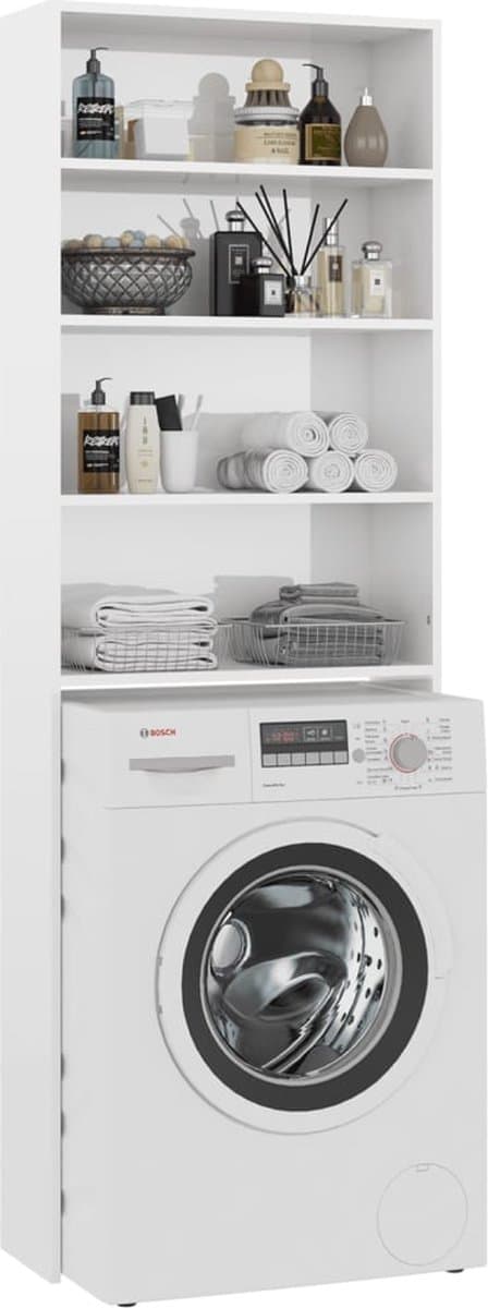 Wasmachine ombouw - Kast - Opbouwmeubel - Verhoger - Wasmachine meubel - Opbergkast - Hout - Hoogglans Wit — afbeelding 1