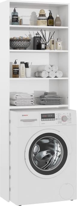 Wasmachine ombouw - Kast - Opbouwmeubel - Verhoger - Wasmachine meubel - Opbergkast - Hout - Hoogglans Wit — thumbnail 1