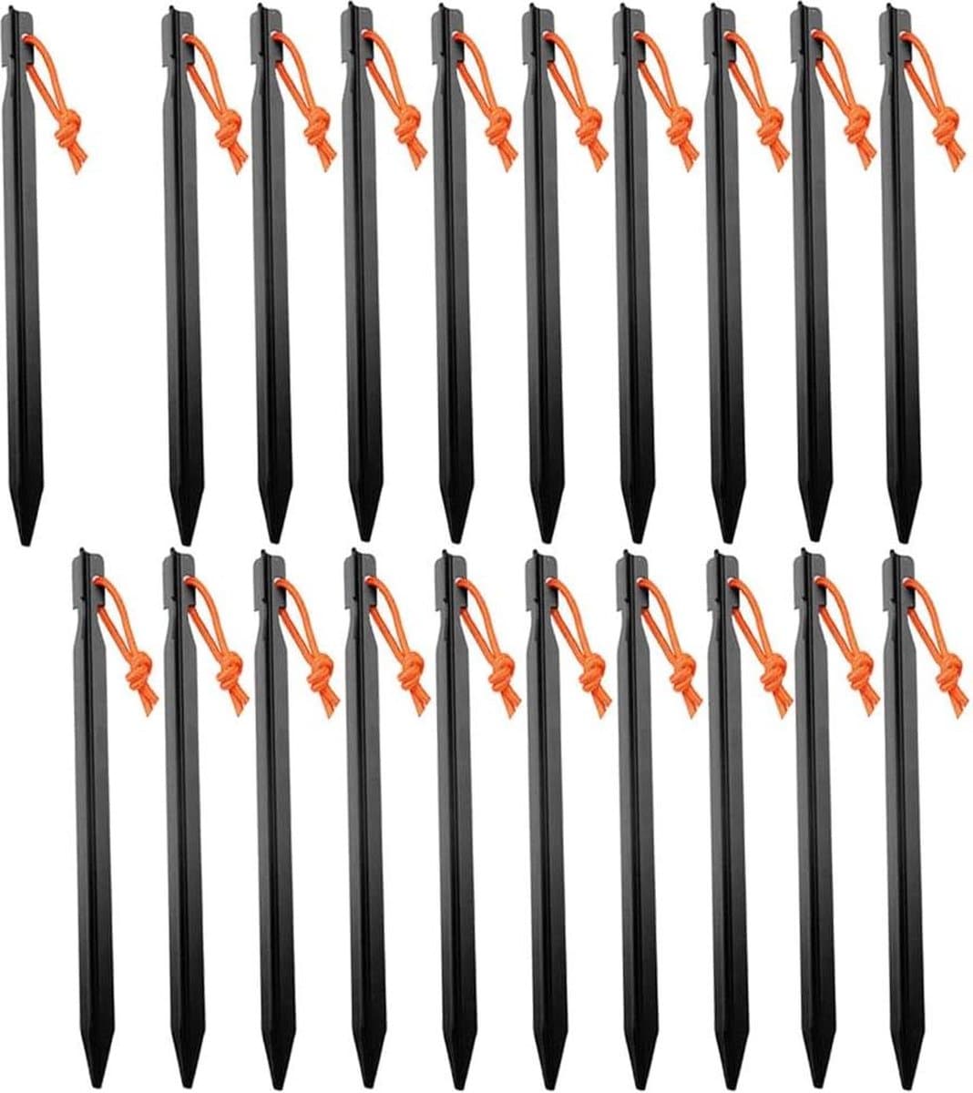 Zwarte aluminiumlegering haringen 20 stuks met trekkoord voor kamperen en wandelen — afbeelding 1