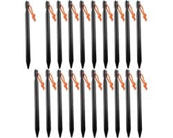 Zwarte aluminiumlegering haringen 20 stuks met trekkoord voor kamperen en wandelen