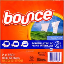 Bounce Outdoor Fresh Droogtrommeldoekjes - 320 Stuks (2x160) - Wasverzachter Doekjes voor Frisse Geur en Zachte Kleding - Vermindert Statische Elektriciteit en Pluis — thumbnail 2