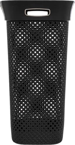 5Five Wasmand met deksel Rotan - antraciet - gevlochten kunststof - 60 liter - 42 x 33 x 61 cm - Badkamer accessoires — thumbnail 5