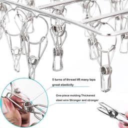 Roestvrijstalen sokken-drogers wasrek draaibare sokkenhouder - winddichte kleerhanger - 40 wasknijpers - sokken ondergoed - kleding handschoenen - handdoeken — thumbnail 4