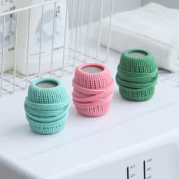 Set van 3 wasmachinereinigingsballen - Siliconen reinigingsballen voor de wasmachine - Wasmachineschrobballen - Herbruikbare droogballen - 7 * 4,5 cm - Geschikt voor het onderhoud van huishoudelijke wasmachines - Lichtblauw + Groen + Roze — thumbnail 5