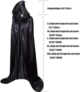 Cape met capuchon, lange mantel met capuchon, uniseks, voor volwassenen, Halloween, Kerstmis, mantel, cosplay kostuum — thumbnail 5