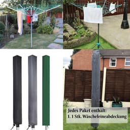 SnelShoppen - Waterdichte Roterende Waslijn Cover 180cm - Winddichte Bescherming voor Tuin, Terras en Balkon - Groen met Rits — thumbnail 1