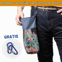 Wasknijperzak - 150 vakken - Hangend - Met metalen haken — thumbnail 4