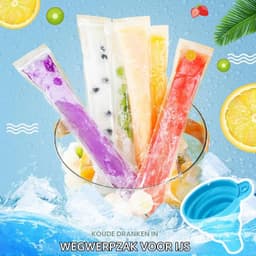 Popsicle Zakjes - Transparant - 27 x 5,5 cm - Herbruikbare IJs op een Stokje Zakjes - Voor Zelfgemaakt IJs — thumbnail 4