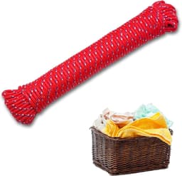 Waslijn, 20 meter, sterk en vuilafstotend propyleentouw, robuust en duurzaam voor buiten en binnen, ideaal voor tuin, camping en huis (rood) — thumbnail 1