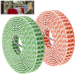 2 Stuks Antislip Waslijn met Haken 8m voor Kamperen in de Buitenlucht — thumbnail 1