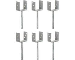 vidaXL - Grondankers - 6 - st - 10x6x30 - cm - gegalvaniseerd - staal - zilverkleurig