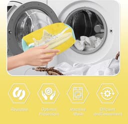 Schoenenwaszak sneakers, wasmachine schoenenwaszak upgrade met dempingsbescherming en ritssluiting,wasnet voor sneakers 39x19cm waszak voor sportschoenen (geel) — thumbnail 2