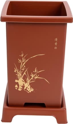 1set Eenvoudige Orchidee Bloempot Hoogwaardige Resin Flowerpot Met Tray Filtercover Voor Balkon Patio Huiskamerdecoratie Voor Thuis Kantoor — thumbnail 1