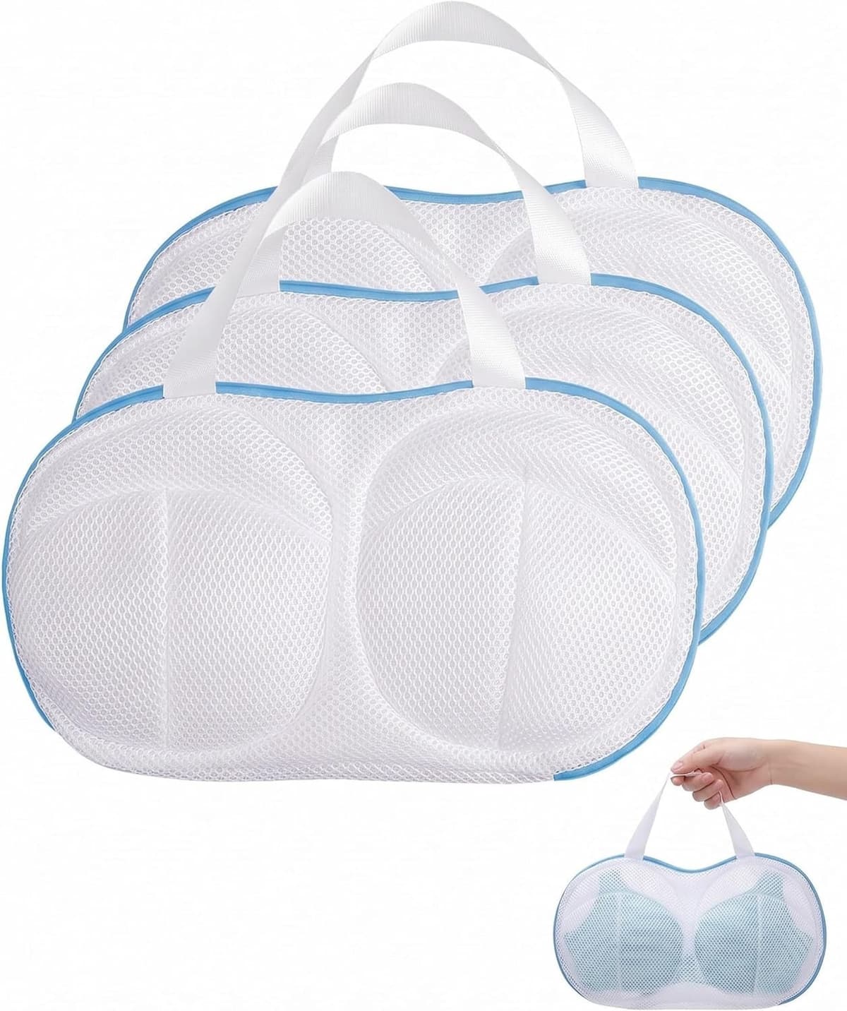 Set van 3 waszakken voor lingerie, 19 x 30 cm, met rits, ideaal voor delicate was en bescherming in de wasmachine — afbeelding 1