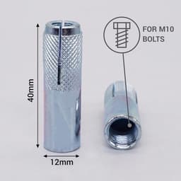 Ankers M10 - Wandpluggen Beton - Bevestigen Materialen - Gegalvaniseerd Staal - M10 x 40mm - Zilverkleurig — thumbnail 2